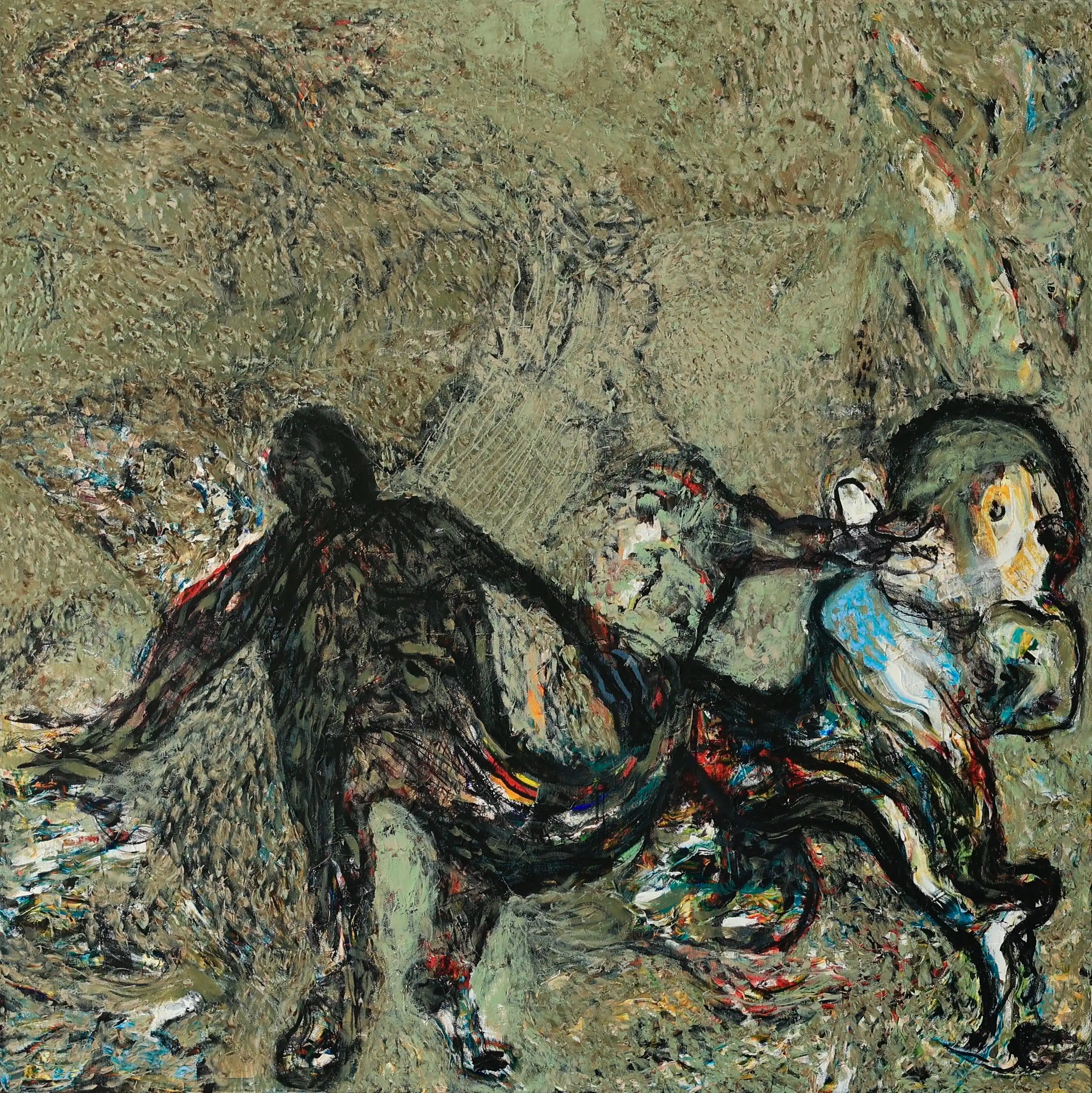 The Poet and the Muse painting by Wassem Alahmad, acrylic on canvas, 2024